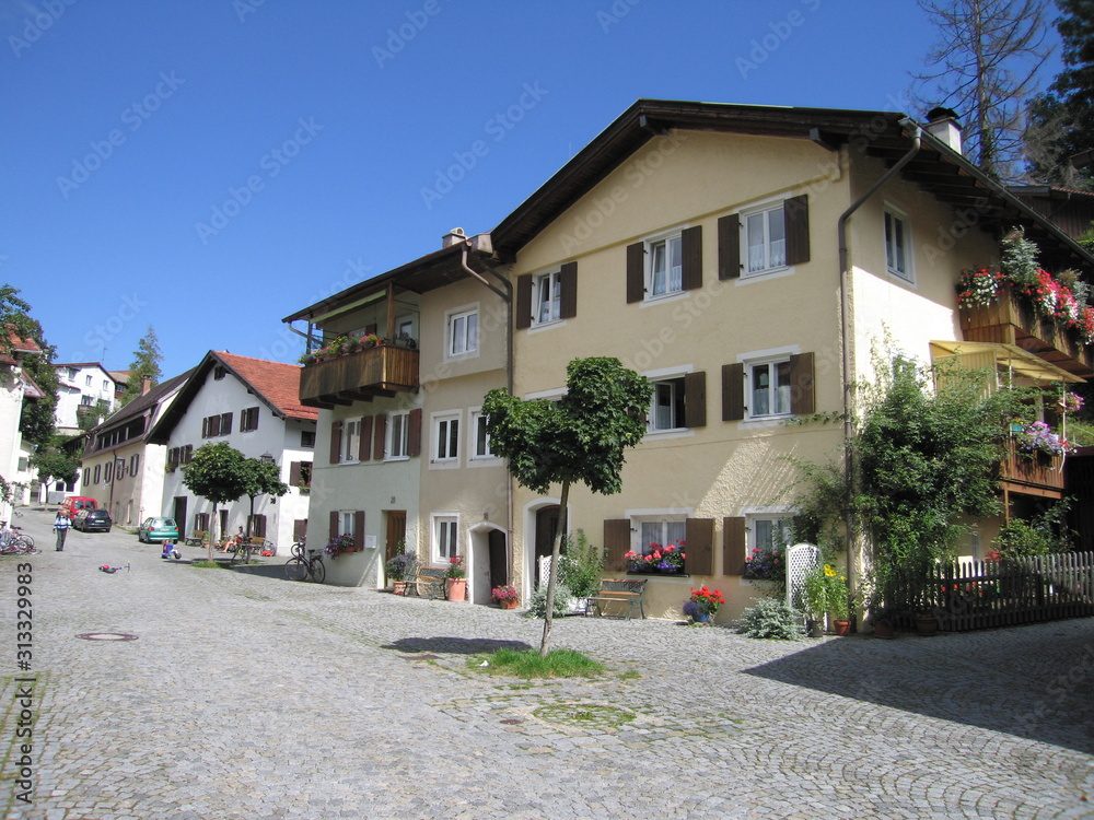 Straße in Füssen in Oberbayern Straße in Füssen in Oberbayern