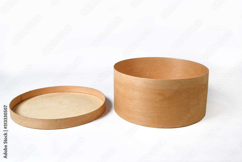 wooden round box packing mockup isolated on white background wooden round box packing mockup isolated on white background