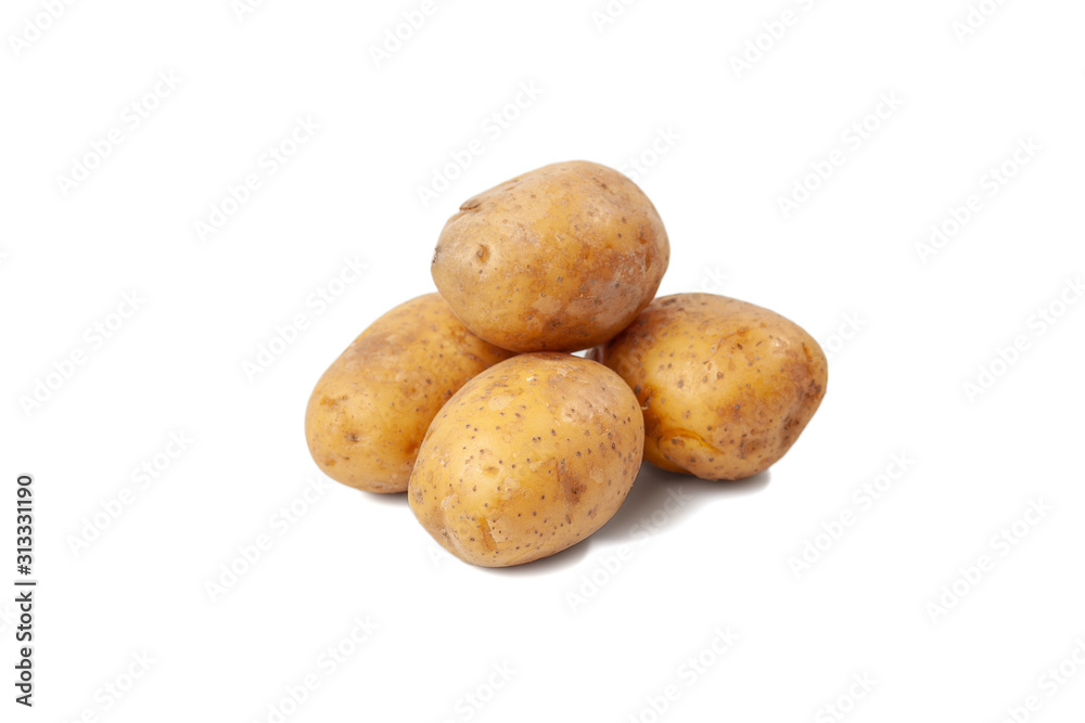 boiled potatoes on a white background and isolated boiled potatoes on a white background and isolated