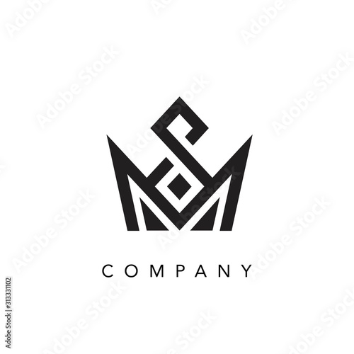 Elegant line curve vector logotype. Premium letter SM or MS logo design. Luxury linear creative monogram.