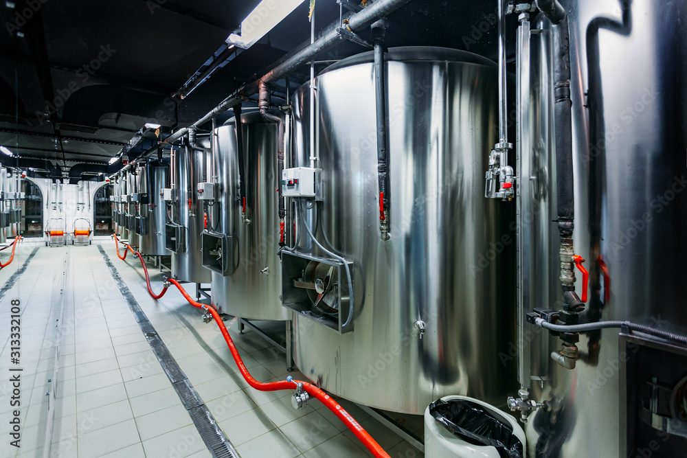 Craft beer production line in private microbrewery Craft beer production line in private microbrewery