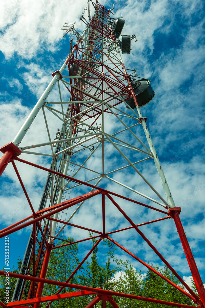 A Microwave Tower Painted Red and White