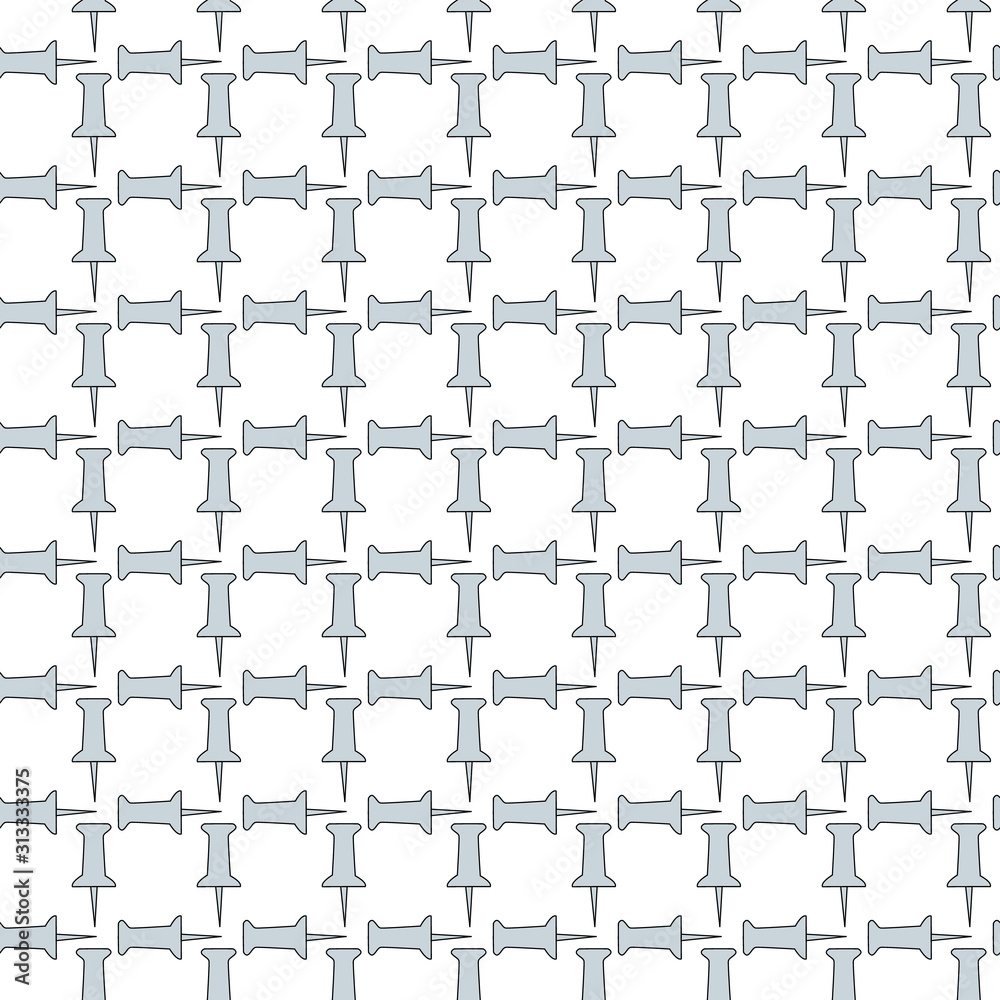 Vector Gray Tacks Grid on White Background Seamless Repeat Pattern. Background for textiles, cards, manufacturing, wallpapers, print, gift wrap and scrapbooking.