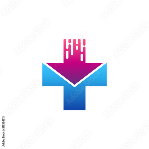 Logo Vector Of Medical Cross With Fast Arrow Movement For Health Access. Hospital/Clinical, Emergency Symbol. Pharmacy, Healthcare And Medicine
