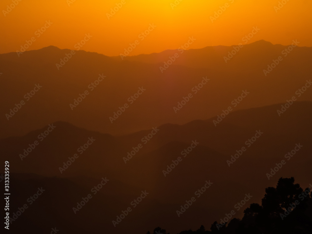 landscape of mountains and sunset ,Thsiland