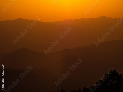 landscape of mountains and sunset  Thsiland