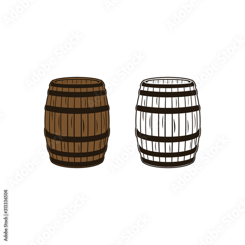 Wood barrel, bourbon, whiskey retro vintage 