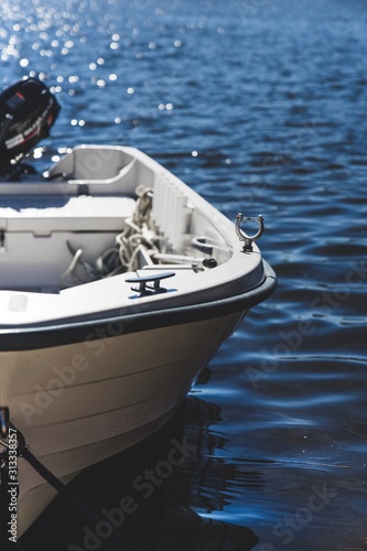 Boat in shimmering water