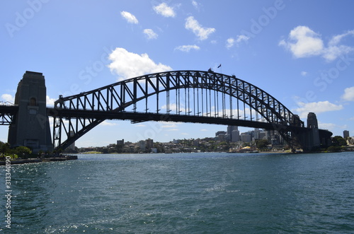 View of Sydney Harbor bridge on clear day