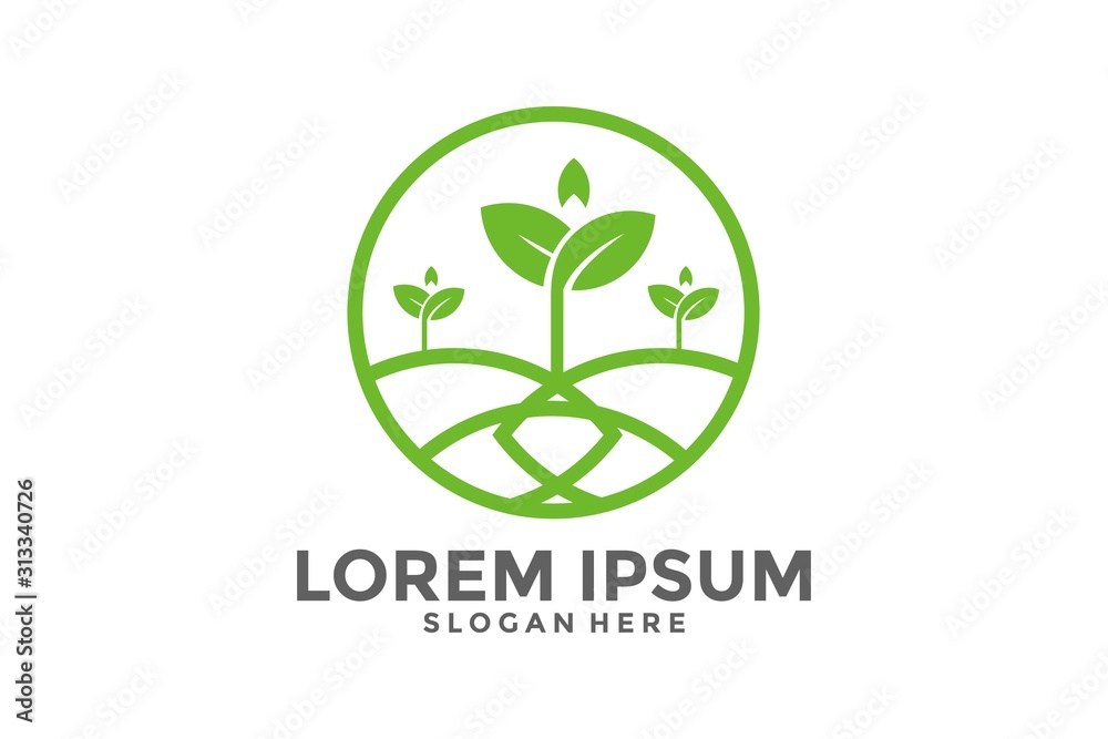 Circle Plant Leaf Logo Icon, Green Leaf Logo Template Circle Plant Leaf Logo Icon, Green Leaf Logo Template