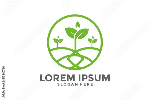 Circle Plant Leaf Logo Icon, Green Leaf Logo Template