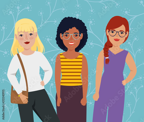 group of beautiful women avatar character icon vector illustration design