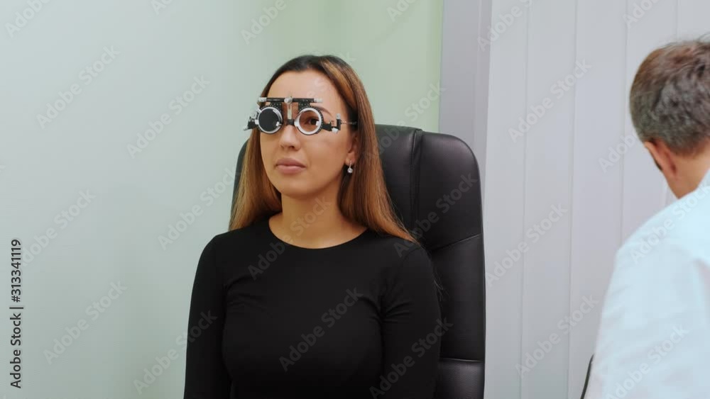 Consultation with an ophthalmologist. Medical equipment. Coreometry. Professional ophthalmologist examining Consultation with an ophthalmologist. Medical equipment. Coreometry. Professional ophthalmologist examining