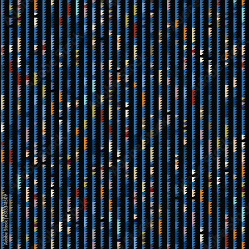 Spliced vector triangle stripe texture. Variegated mottled dotted line background. Seamless rough grunge pattern. Distorted masculine shirting all over print. Fashion textile disrupted glitch repeat