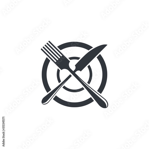 Spoon and fork logo vector icon
