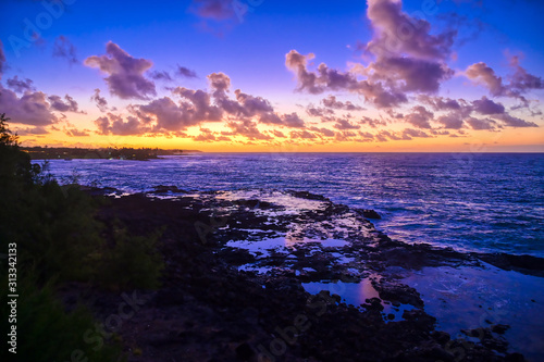 Sunrise over the coast of Kauai, Hawaii, © Jbyard