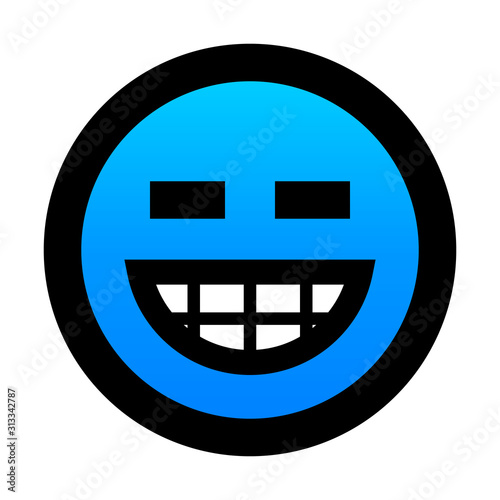 Smiley - big green laugh - black outline, blue gradient theme - vector photo