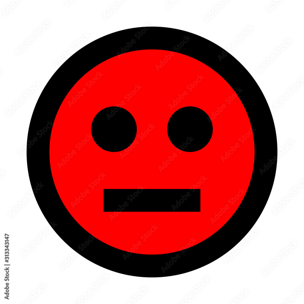 Fototapeta premium Smiley - neutral - black outline, red theme - vector