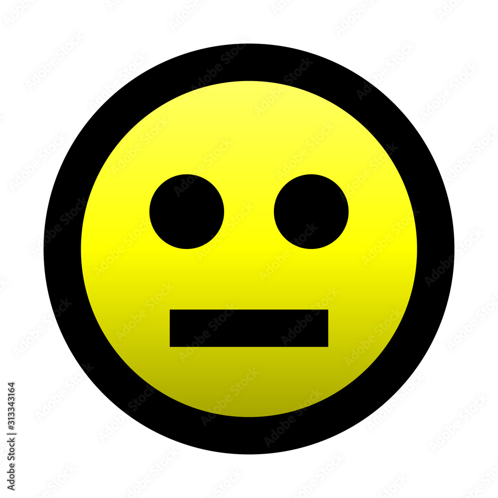 Fototapeta premium Smiley - neutral - black outline, yellow gradient theme - vector