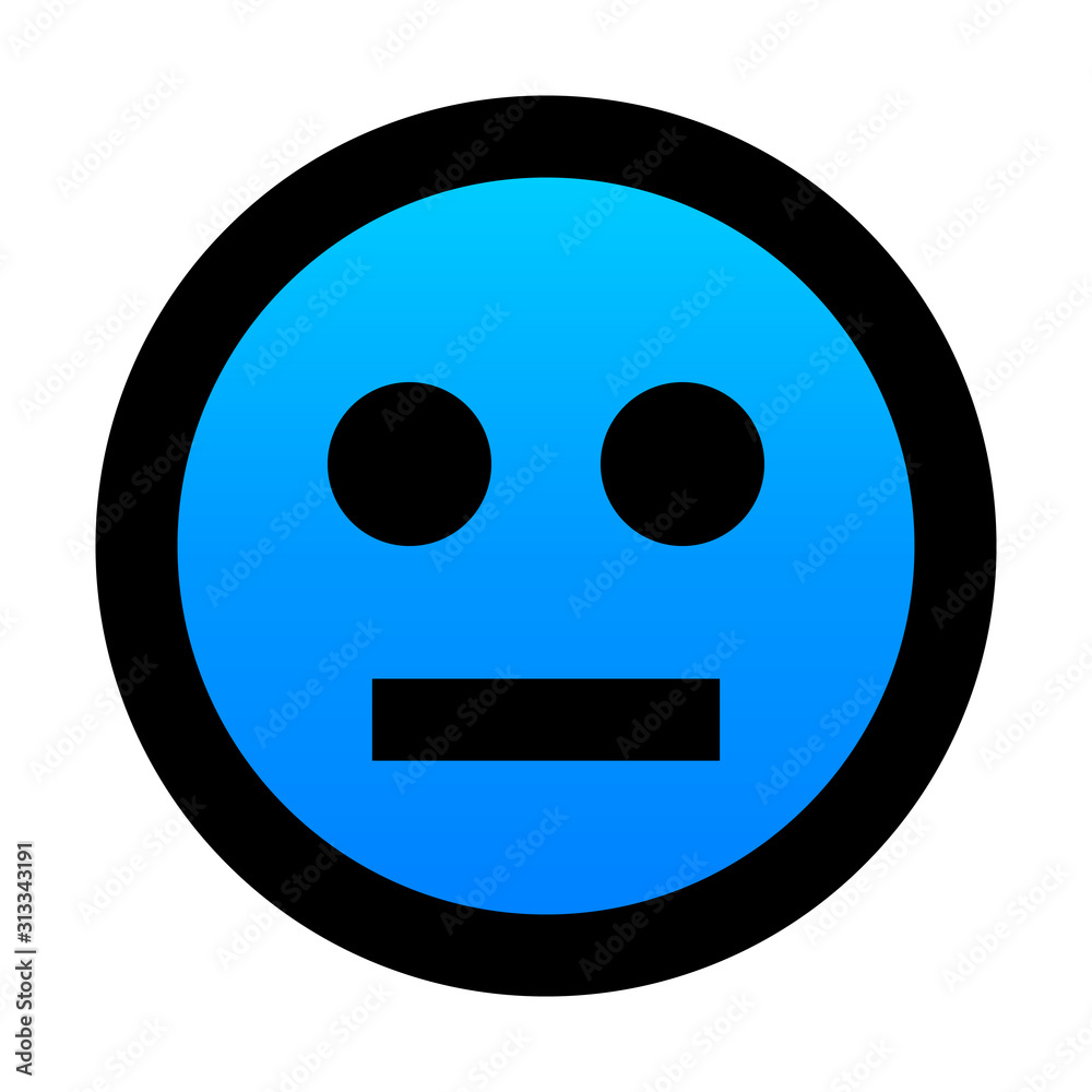 Smiley - neutral - black outline, blue gradient theme - vector Smiley - neutral - black outline, blue gradient theme - vector