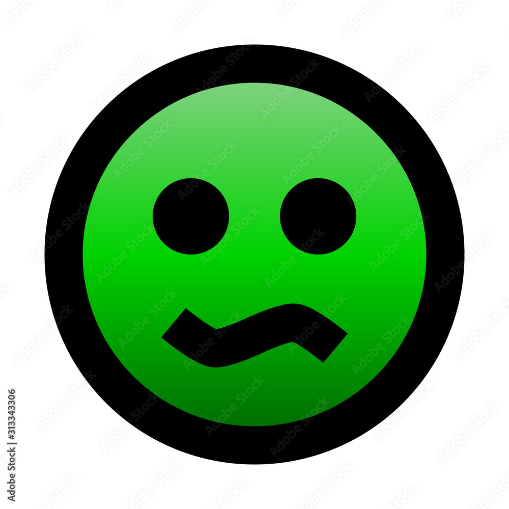 Smiley - bored - black outline, green theme - vector Smiley - bored - black outline, green theme - vector