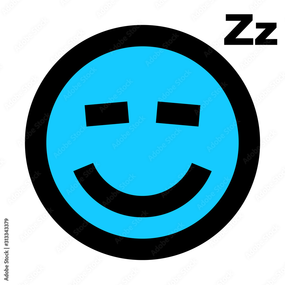 Smiley - sleeping - black outline, blue theme - vector Smiley - sleeping - black outline, blue theme - vector
