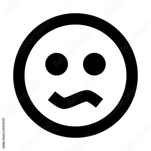 Smiley - bored - black outline theme - vector