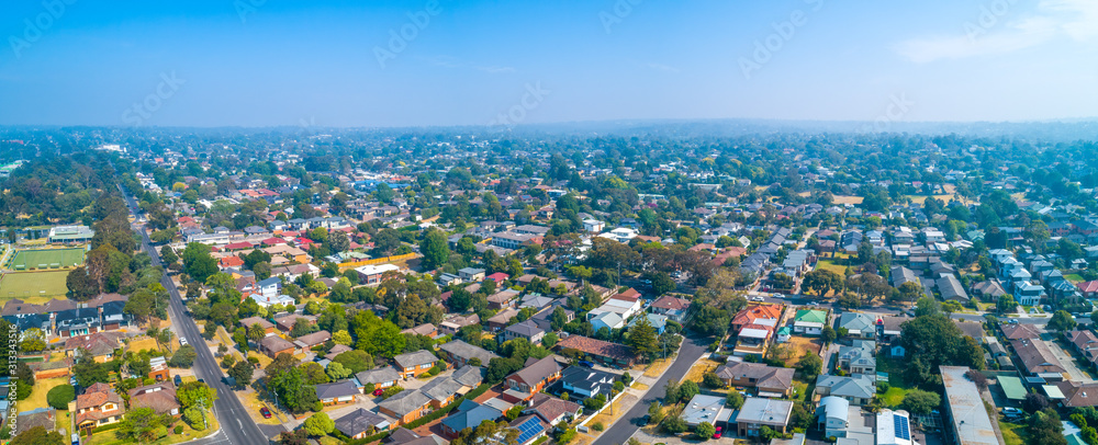 Obraz premium Aerial panorama of Frankston suburb in South East of Melbourne, Australia