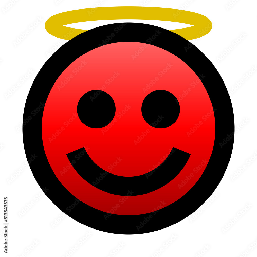 Smiley - angel - black outline, red gradient theme - vector Smiley - angel - black outline, red gradient theme - vector
