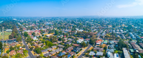 Aerial panorama of Frankston suburb in South East of Melbourne, Australia photo