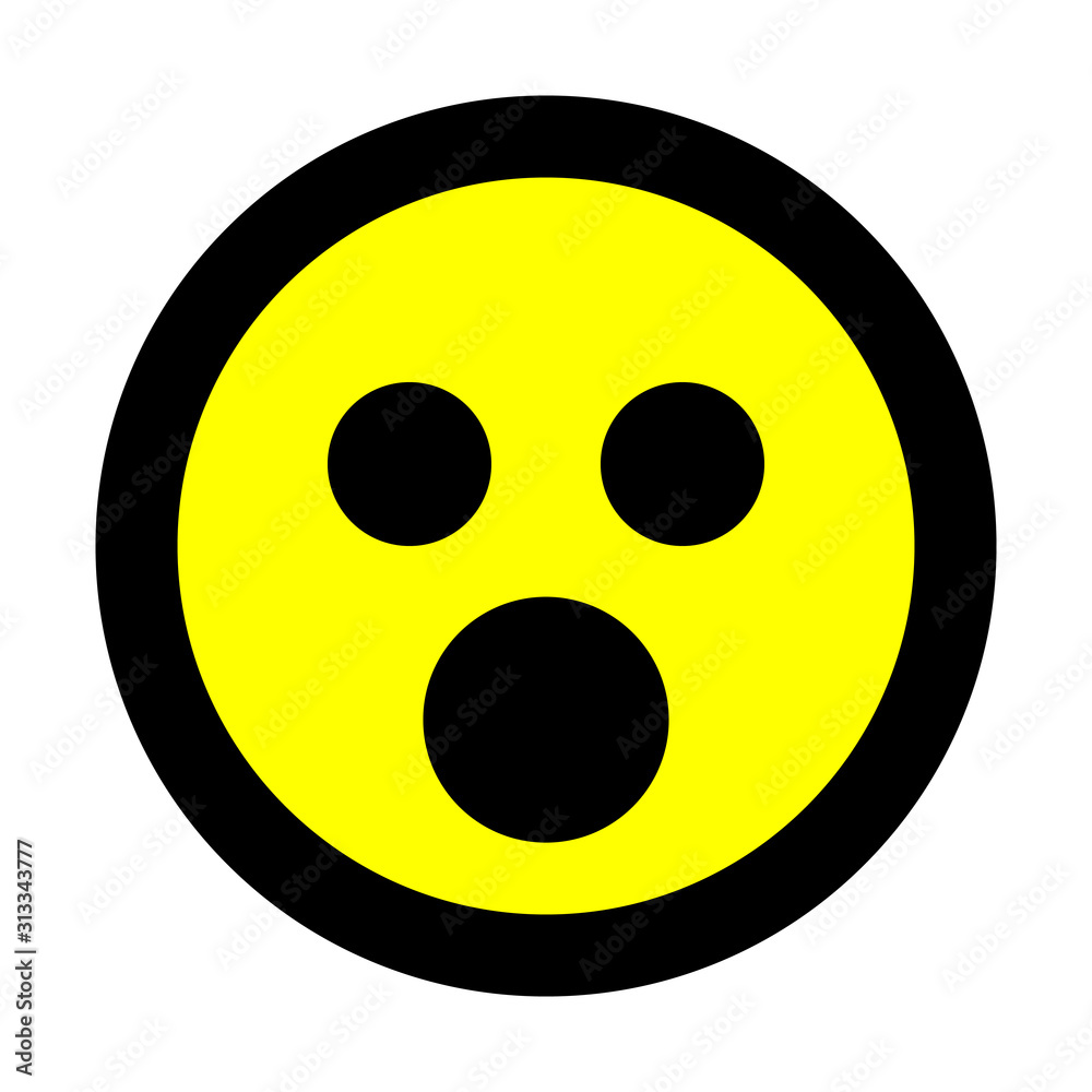 Smiley - shocked - black outline, yellow theme - vector Smiley - shocked - black outline, yellow theme - vector