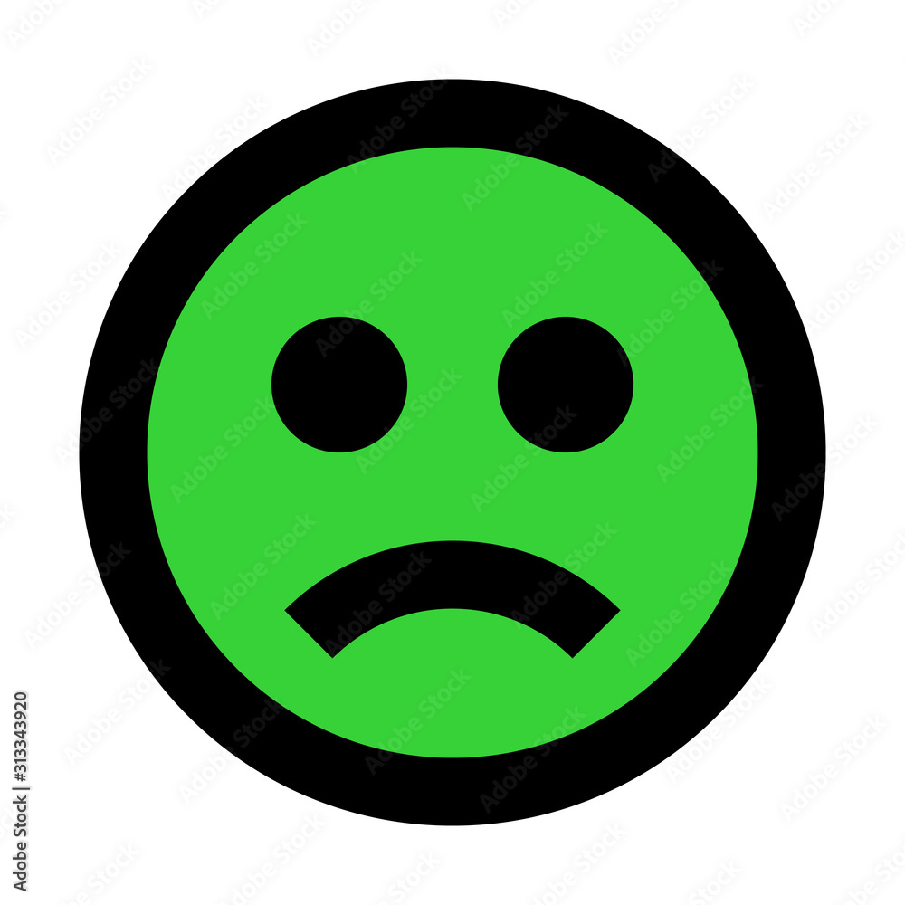 Smiley - sad - black outline, green theme - vector Smiley - sad - black outline, green theme - vector