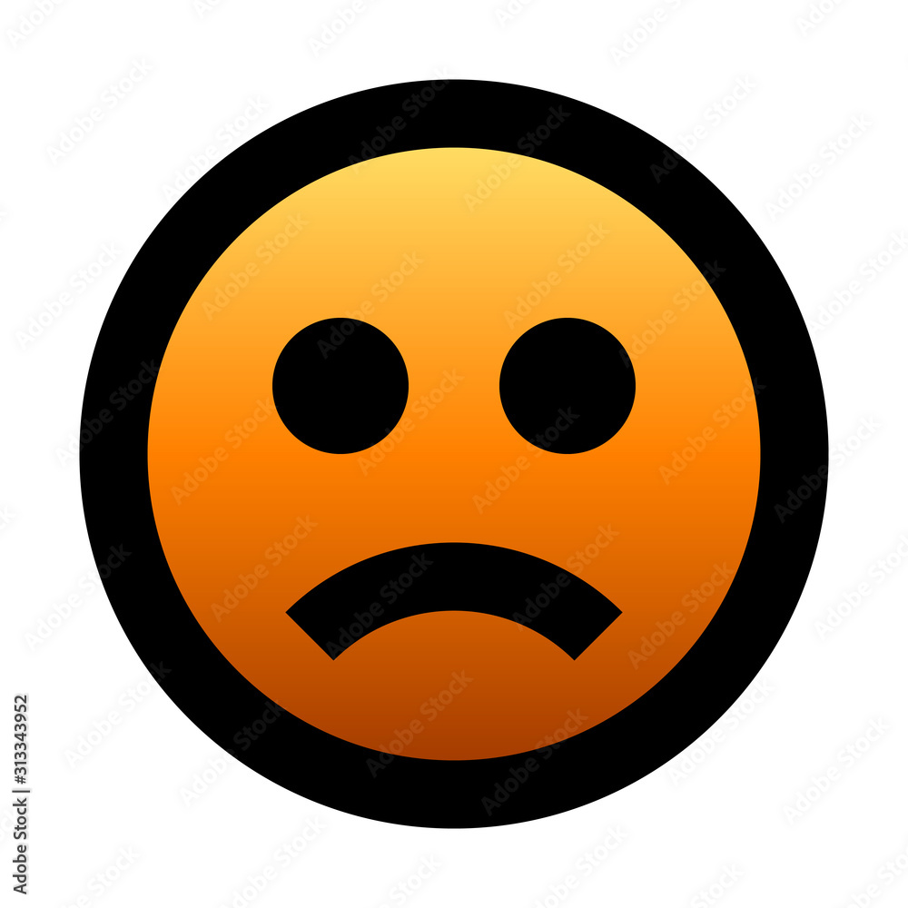 Smiley - sad - black outline, orange gradient theme - vector Smiley - sad - black outline, orange gradient theme - vector
