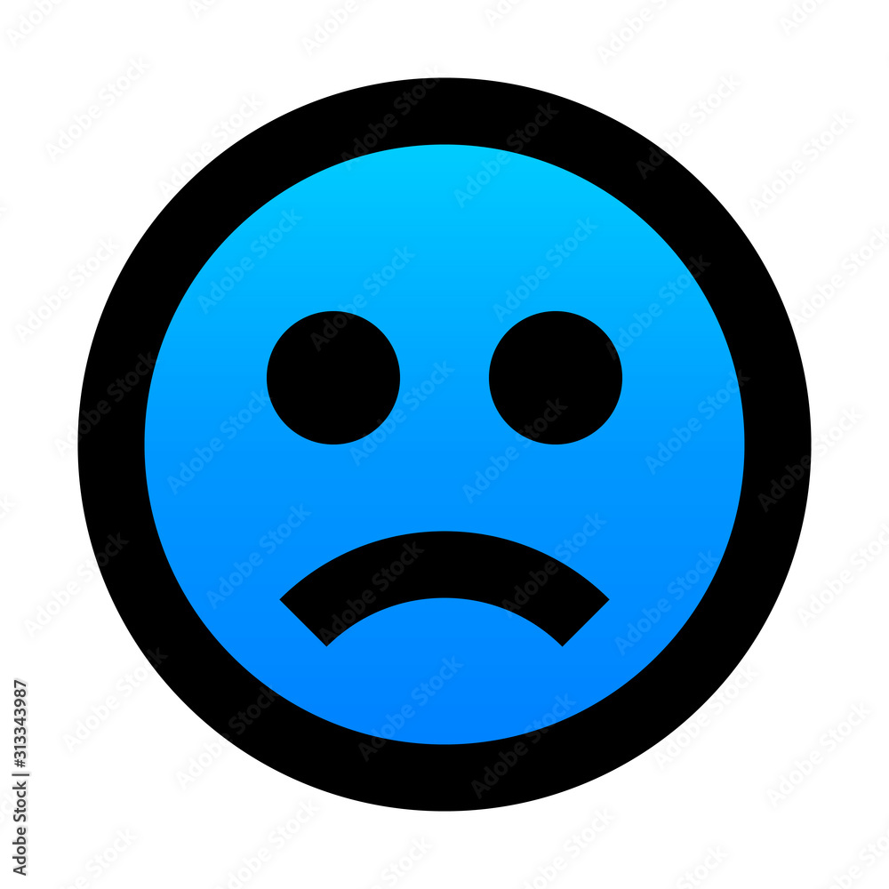 Smiley - sad - black outline, blue theme - vector Smiley - sad - black outline, blue theme - vector