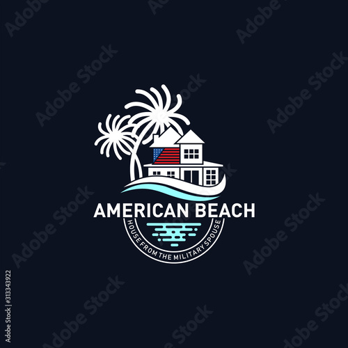 american beach military house logo design
