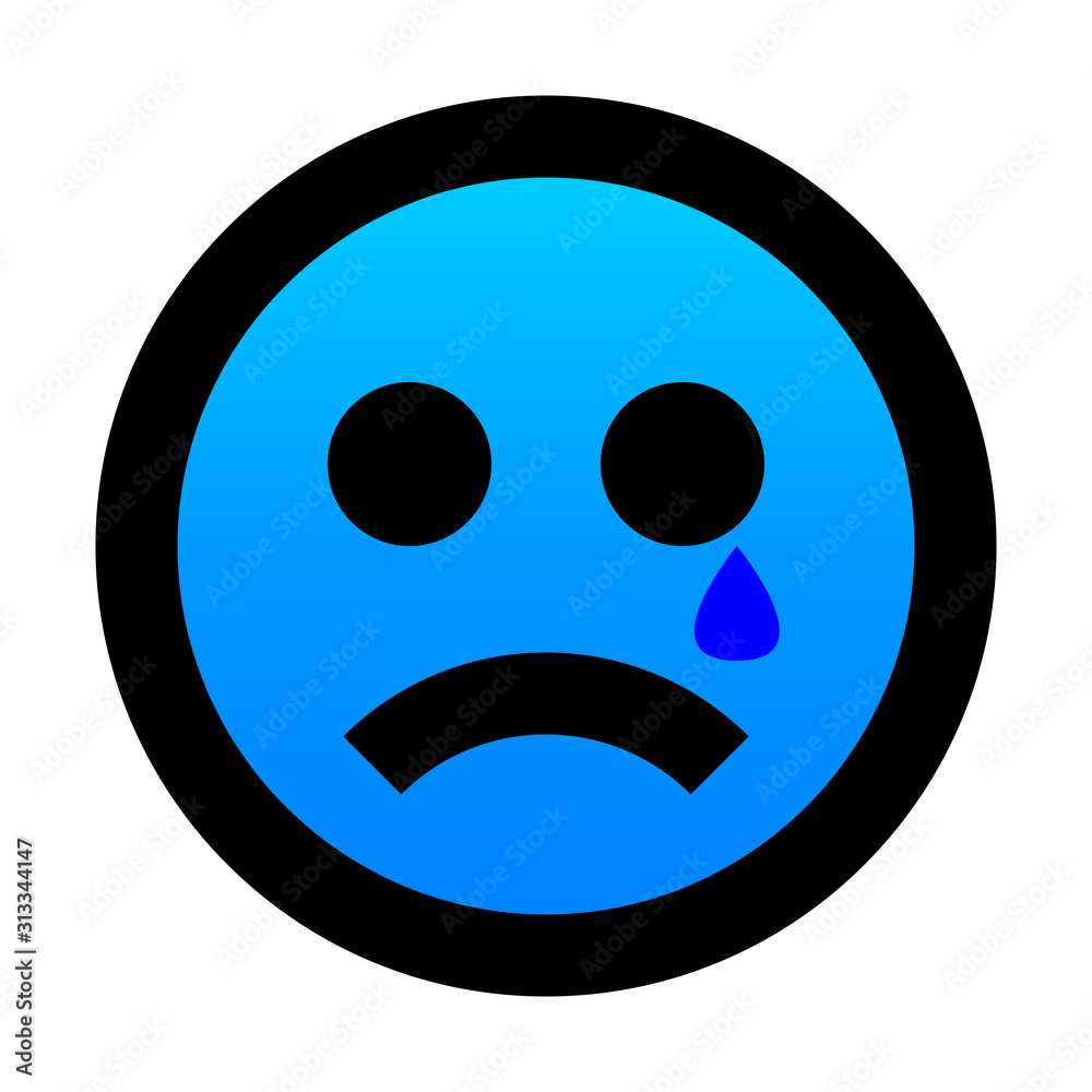 Smiley - crying - black outline, blue gradient theme - vector Smiley - crying - black outline, blue gradient theme - vector