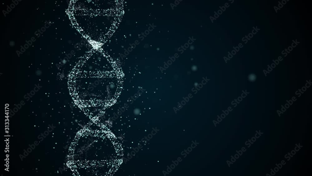 DNA breakdown concept. Molecule with genetic information is damaged and modified, losing its important parts.