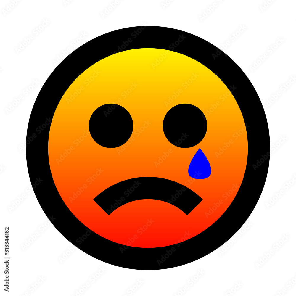 Smiley - crying - black outline, warm orange gradient theme - vector Smiley - crying - black outline, warm orange gradient theme - vector