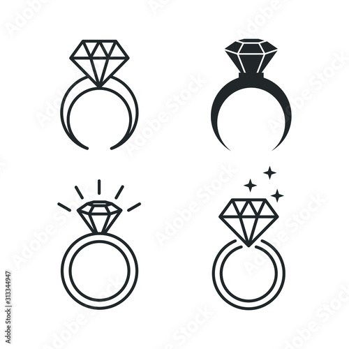 Ring With Diamond icon template color editable. engagement and wedding ring symbol vector sign isolated on white background illustration for graphic and web design.