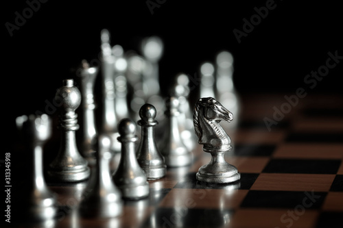 Pieces on chess board for playing game and strategy