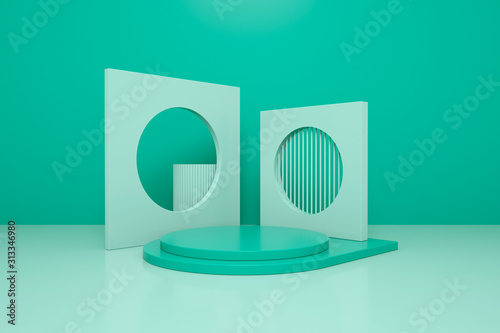 3d rendering abstract platform, minimal pastel podium display scene.