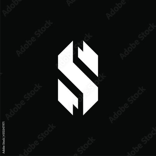 Initial letter S logo template with sporty bold symbol in flat design monogram illustration