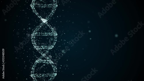 Abstract technological representation of digital plexus DNA molecule out of space dust in blue.