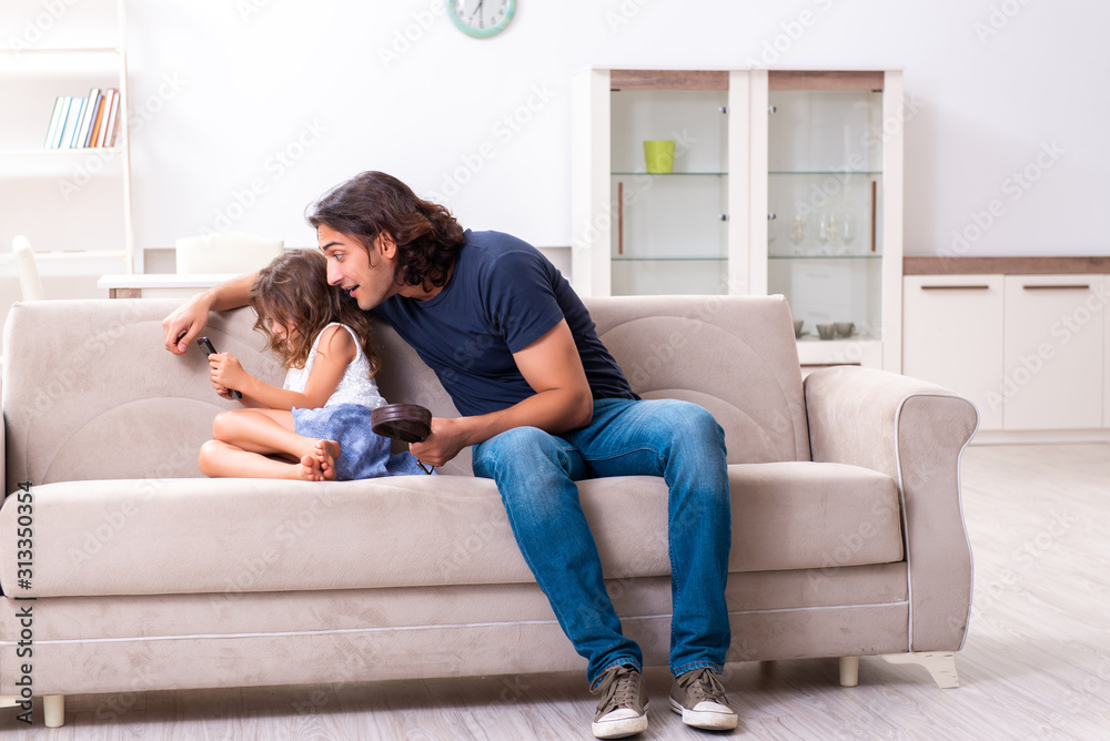 Angry father punishing his daughter Angry father punishing his daughter