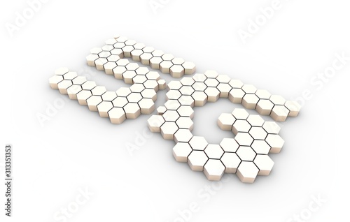 5G symbols made up of hexagon graphics, technology cyber security and information storage, network big data
