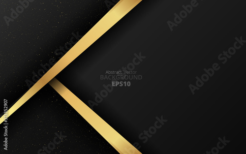 Metallic golden black shiny elegant realistic geometric abstract modern vector background