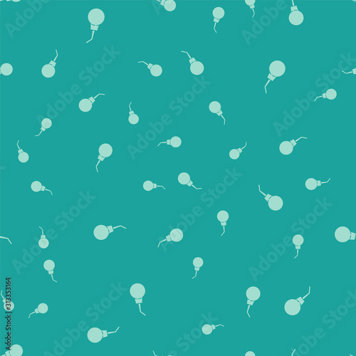 Green Enema pear icon isolated seamless pattern on green background. Medical rubber pump. Vector Illustration
