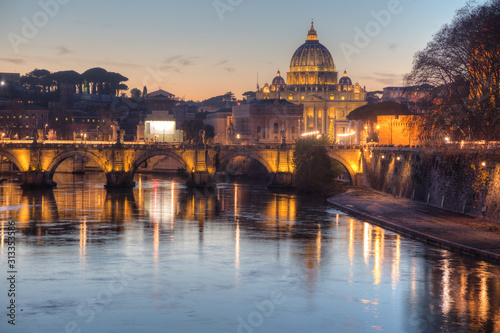 Rome overview with the Papal Basilica of St. Peter