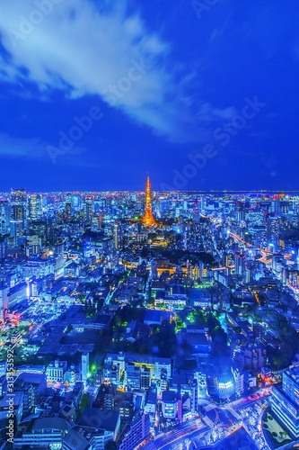 city at night in Tokyo Japan