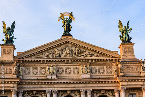 Theatre of opera and ballet in Lviv, Ukraine. Some details of the facade photo